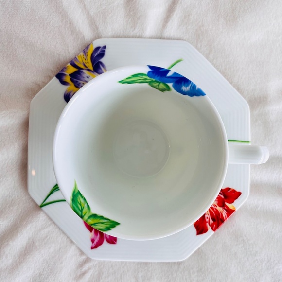 Rare KENZO MAISON Teacup & Saucer Oriental Lillies Aito Japan - Picture 9 of 14